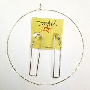✅#1026S Rachel NYC RARE Elegant Gorgeous Silver Bar Earrings & Wire Necklace